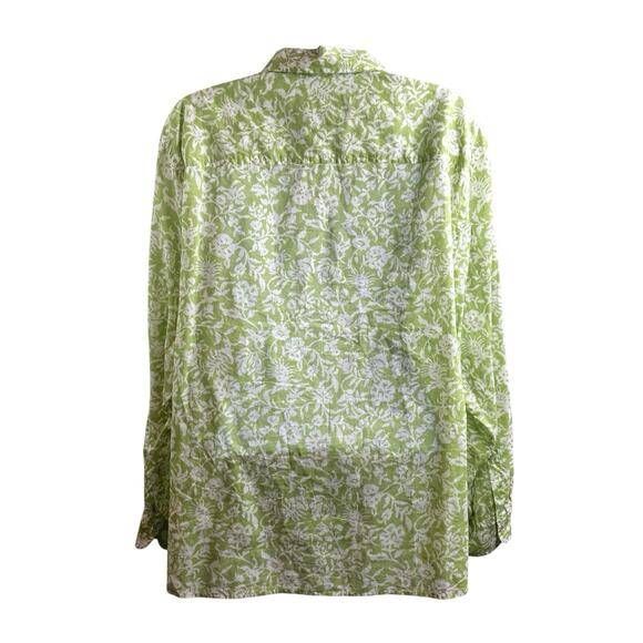 Macy’s Charter Club Women's Green Floral Button Up Blouse Size 20W Fairy Boho - Picture 2 of 11